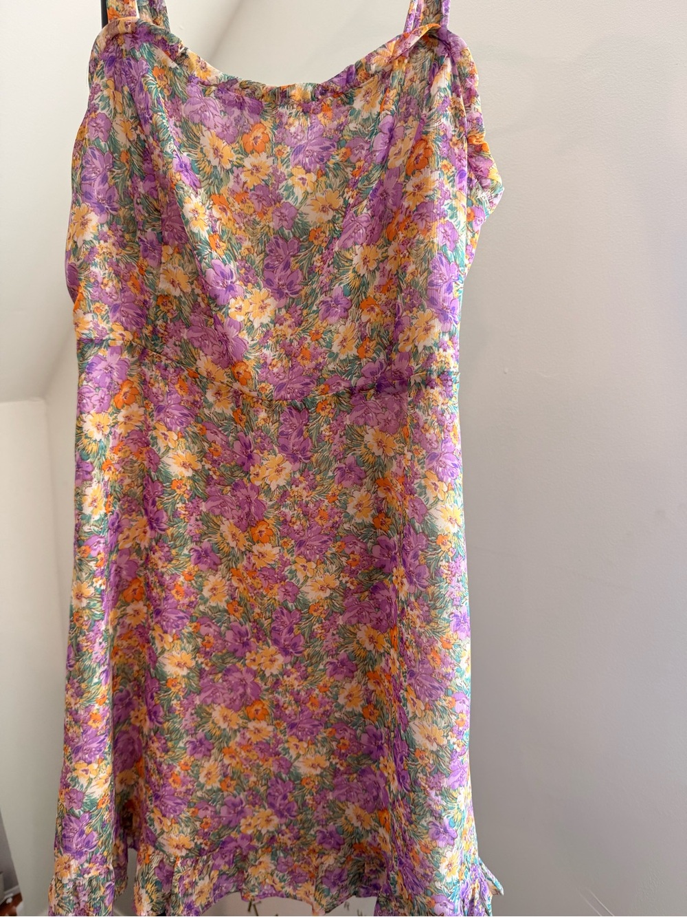 Floral Mini Dress in Purple and Yellow - Women